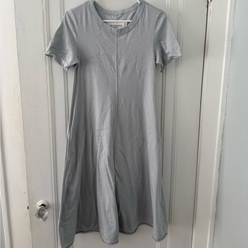 Alabama Chanin Women's Light Gray Midi Dress